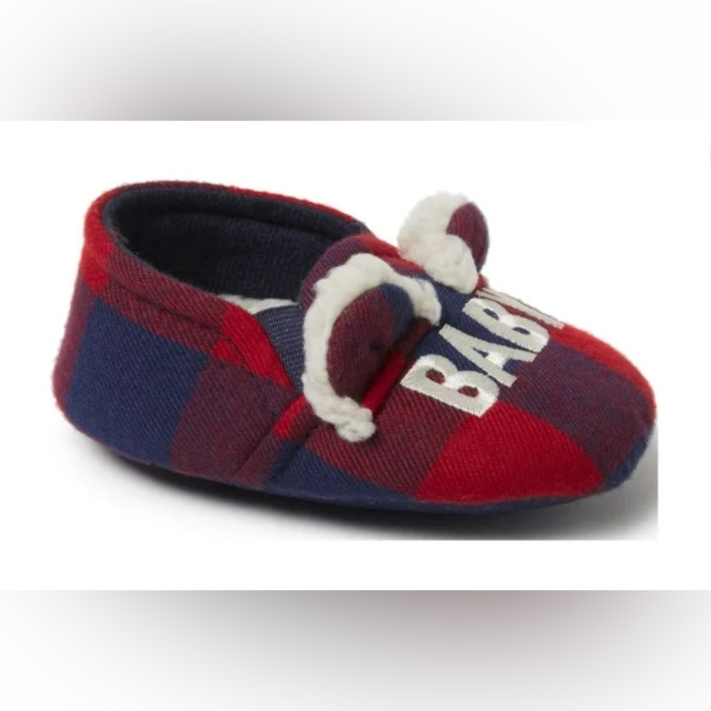 Dearfoams Cozy Comfort Baby Bear Plaid Closed Back Slippers